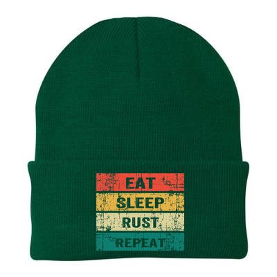 Eat Sleep Rust Repeat Funny Gaming Sports Meme Knit Cap Winter Beanie