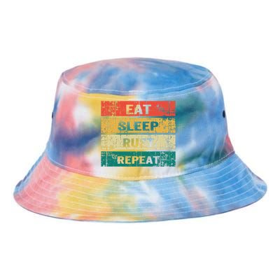 Eat Sleep Rust Repeat Funny Gaming Sports Meme Tie Dye Newport Bucket Hat