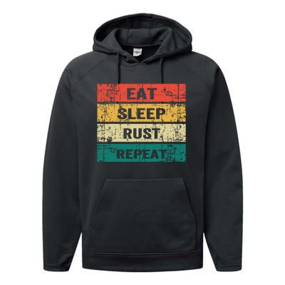 Eat Sleep Rust Repeat Funny Gaming Sports Meme Performance Fleece Hoodie