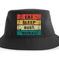 Eat Sleep Rust Repeat Funny Gaming Sports Meme Sustainable Bucket Hat