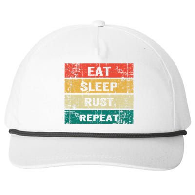 Eat Sleep Rust Repeat Funny Gaming Sports Meme Snapback Five-Panel Rope Hat