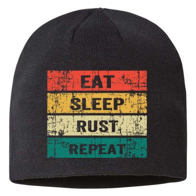 Eat Sleep Rust Repeat Funny Gaming Sports Meme Sustainable Beanie