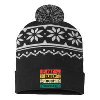 Eat Sleep Rust Repeat Funny Gaming Sports Meme USA-Made Snowflake Beanie