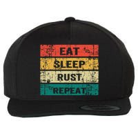 Eat Sleep Rust Repeat Funny Gaming Sports Meme Wool Snapback Cap