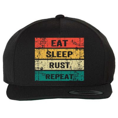 Eat Sleep Rust Repeat Funny Gaming Sports Meme Wool Snapback Cap