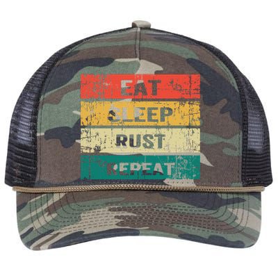 Eat Sleep Rust Repeat Funny Gaming Sports Meme Retro Rope Trucker Hat Cap