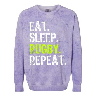 Eat Sleep Rugby Repeat Player Fan Lover Funny Colorblast Crewneck Sweatshirt