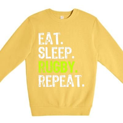 Eat Sleep Rugby Repeat Player Fan Lover Funny Premium Crewneck Sweatshirt