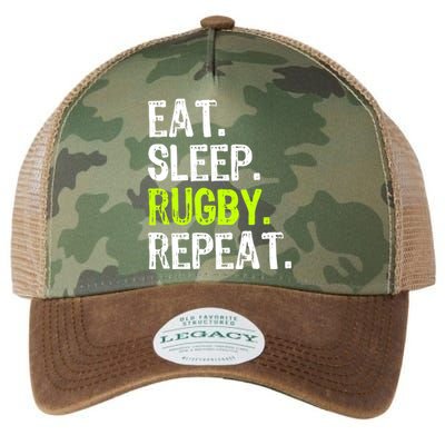 Eat Sleep Rugby Repeat Player Fan Lover Funny Legacy Tie Dye Trucker Hat