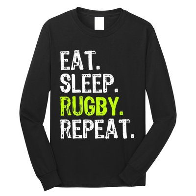 Eat Sleep Rugby Repeat Player Fan Lover Funny Long Sleeve Shirt