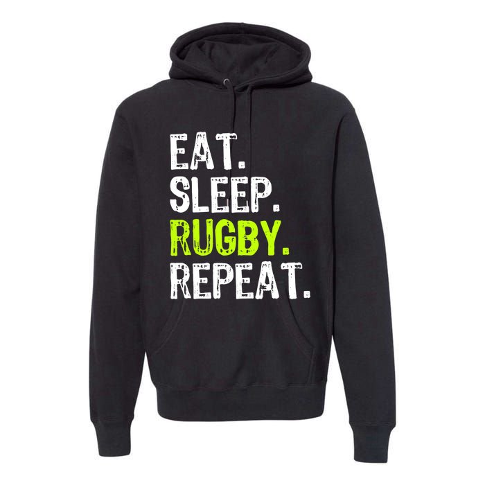 Eat Sleep Rugby Repeat Player Fan Lover Funny Premium Hoodie