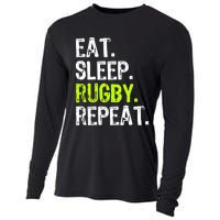 Eat Sleep Rugby Repeat Player Fan Lover Funny Cooling Performance Long Sleeve Crew