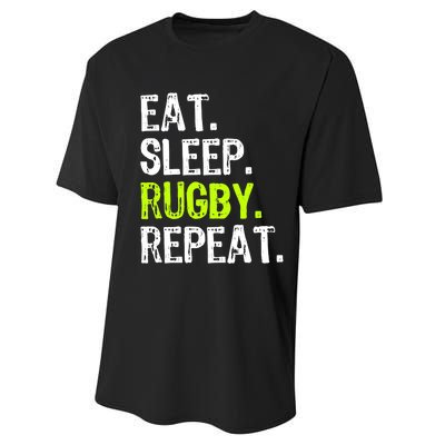 Eat Sleep Rugby Repeat Player Fan Lover Funny Performance Sprint T-Shirt