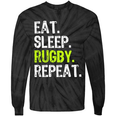 Eat Sleep Rugby Repeat Player Fan Lover Funny Tie-Dye Long Sleeve Shirt