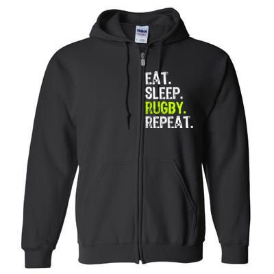 Eat Sleep Rugby Repeat Player Fan Lover Funny Full Zip Hoodie