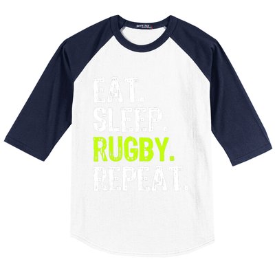 Eat Sleep Rugby Repeat Player Fan Lover Funny Baseball Sleeve Shirt