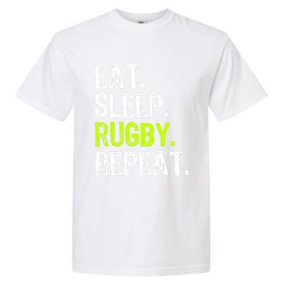 Eat Sleep Rugby Repeat Player Fan Lover Funny Garment-Dyed Heavyweight T-Shirt