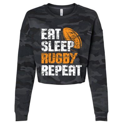 Eat Sleep Rugby Repeat Rugby Player Coach Sports Lover Cropped Pullover Crew