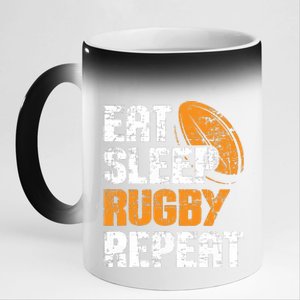 Eat Sleep Rugby Repeat Rugby Player Coach Sports Lover 11oz Black Color Changing Mug