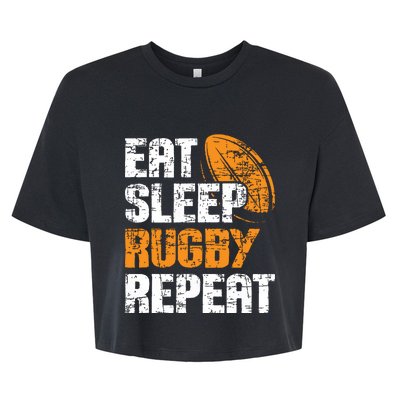 Eat Sleep Rugby Repeat Rugby Player Coach Sports Lover Bella+Canvas Jersey Crop Tee