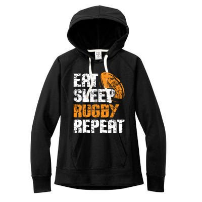 Eat Sleep Rugby Repeat Rugby Player Coach Sports Lover Women's Fleece Hoodie