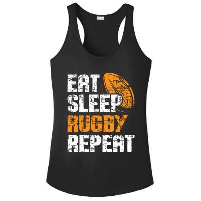 Eat Sleep Rugby Repeat Rugby Player Coach Sports Lover Ladies PosiCharge Competitor Racerback Tank