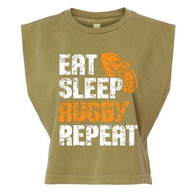 Eat Sleep Rugby Repeat Rugby Player Coach Sports Lover Garment-Dyed Women's Muscle Tee