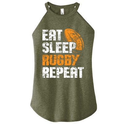 Eat Sleep Rugby Repeat Rugby Player Coach Sports Lover Women’s Perfect Tri Rocker Tank