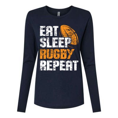 Eat Sleep Rugby Repeat Rugby Player Coach Sports Lover Womens Cotton Relaxed Long Sleeve T-Shirt