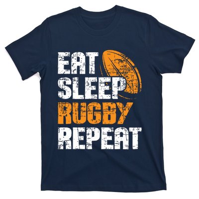 Eat Sleep Rugby Repeat Rugby Player Coach Sports Lover T-Shirt