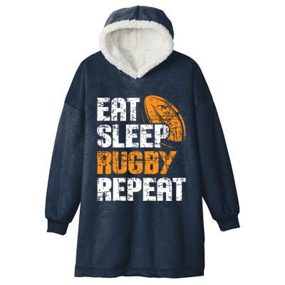 Eat Sleep Rugby Repeat Rugby Player Coach Sports Lover Hooded Wearable Blanket