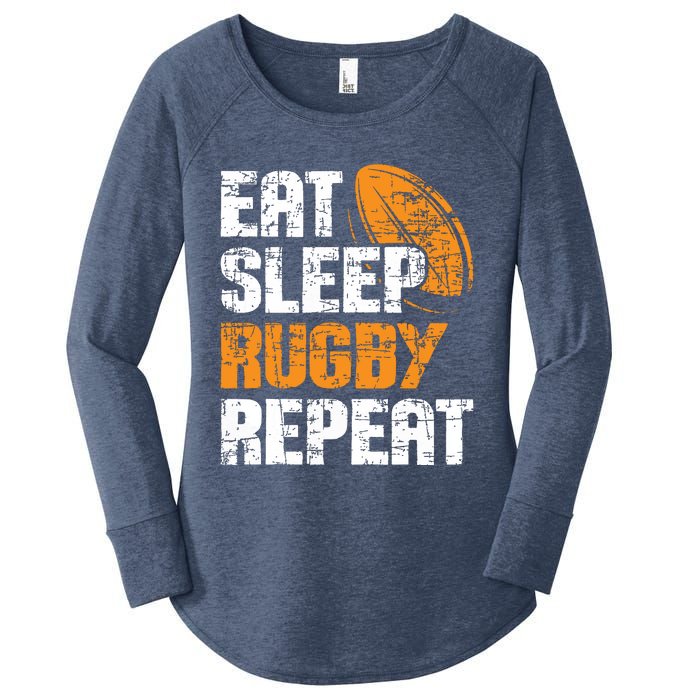 Eat Sleep Rugby Repeat Rugby Player Coach Sports Lover Women's Perfect Tri Tunic Long Sleeve Shirt