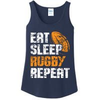 Eat Sleep Rugby Repeat Rugby Player Coach Sports Lover Ladies Essential Tank