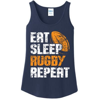 Eat Sleep Rugby Repeat Rugby Player Coach Sports Lover Ladies Essential Tank