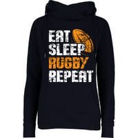 Eat Sleep Rugby Repeat Rugby Player Coach Sports Lover Womens Funnel Neck Pullover Hood