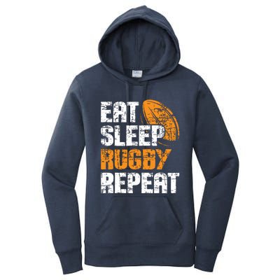 Eat Sleep Rugby Repeat Rugby Player Coach Sports Lover Women's Pullover Hoodie