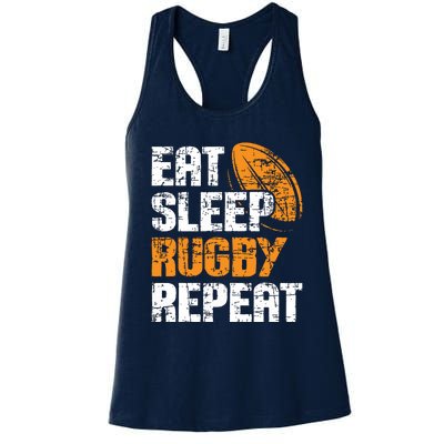 Eat Sleep Rugby Repeat Rugby Player Coach Sports Lover Women's Racerback Tank