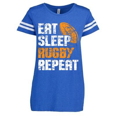 Eat Sleep Rugby Repeat Rugby Player Coach Sports Lover Enza Ladies Jersey Football T-Shirt