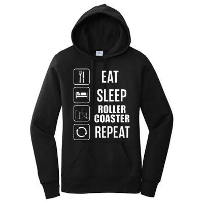 Eat Sleep Roller Coaster Repeat Rollercoaster Women's Pullover Hoodie