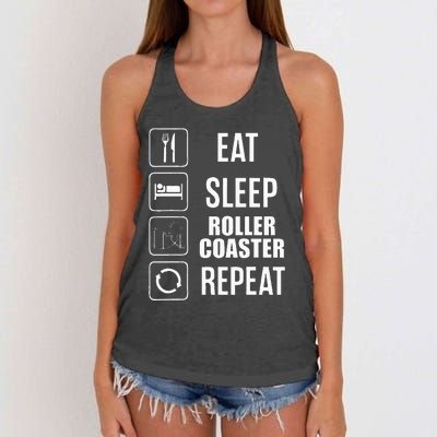 Eat Sleep Roller Coaster Repeat Rollercoaster Women's Knotted Racerback Tank