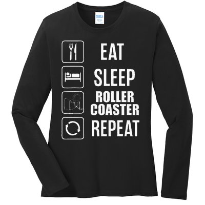 Eat Sleep Roller Coaster Repeat Rollercoaster Ladies Long Sleeve Shirt