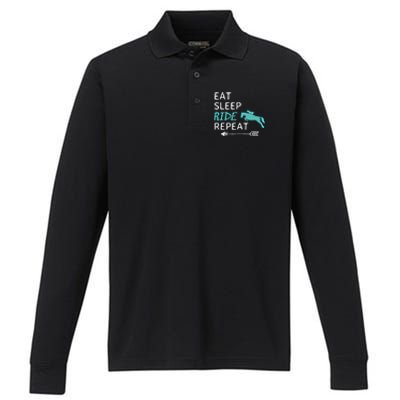 Eat Sleep Ride Horses Repeat Horseback Riding Great Gift Performance Long Sleeve Polo