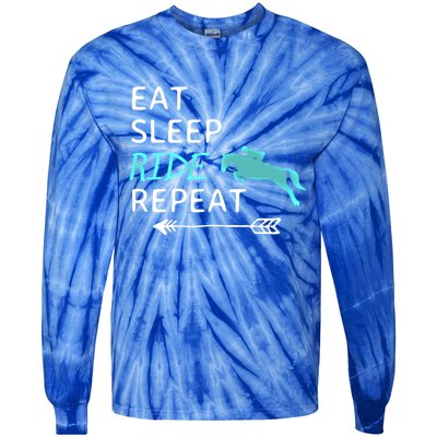 Eat Sleep Ride Horses Repeat Horseback Riding Great Gift Tie-Dye Long Sleeve Shirt