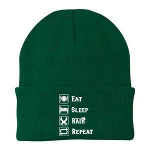 Eat Sleep Raid Repeat Gaming Wow Rpg Knit Cap Winter Beanie