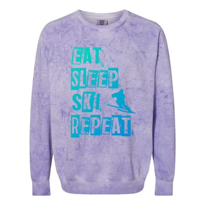 Eat Sleep Ski Repeat Gift Colorblast Crewneck Sweatshirt