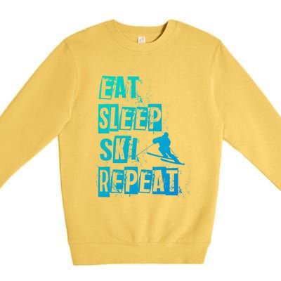 Eat Sleep Ski Repeat Gift Premium Crewneck Sweatshirt