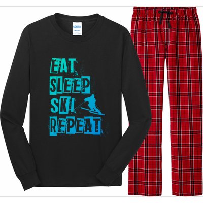 Eat Sleep Ski Repeat Gift Long Sleeve Pajama Set