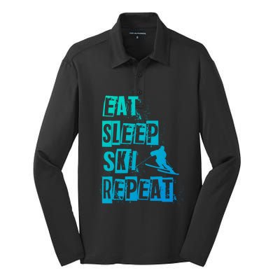 Eat Sleep Ski Repeat Gift Silk Touch Performance Long Sleeve Polo