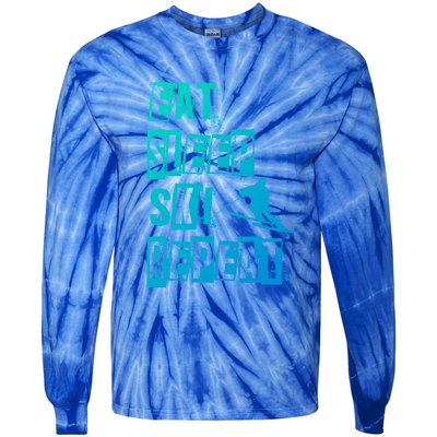 Eat Sleep Ski Repeat Gift Tie-Dye Long Sleeve Shirt