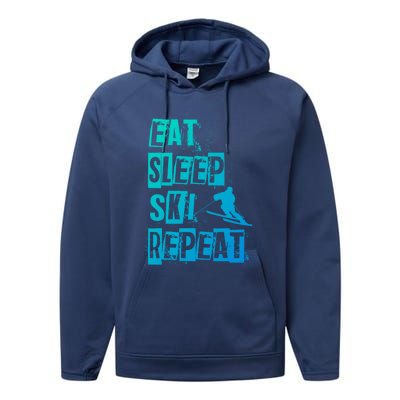 Eat Sleep Ski Repeat Gift Performance Fleece Hoodie